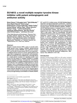 SU14813: a Novel Multiple Receptor Tyrosine Kinase Inhibitor with Potent Antiangiogenic and Antitumor Activity