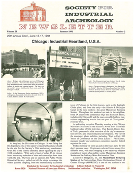 IL Im Urr Urr Im Rn Volume 20 Summer 1991 Number 2 20Th Annual Cont., June 13-17, 1991 Chicago: Industrial Heartland, U.S.A