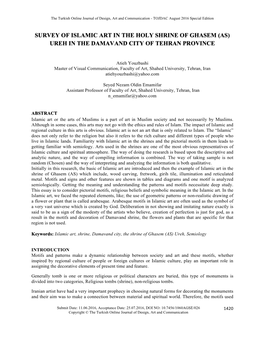 Survey of Islamic Art in the Holy Shrine of Ghasem (As) Ureh in the Damavand City of Tehran Province