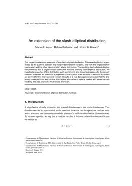 Idescat. SORT. an Extension of the Slash-Elliptical Distribution. Volume 38
