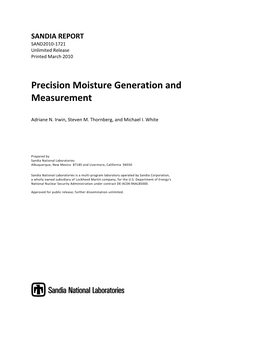 Precision Moisture Generation and Measurement