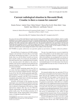 Current Radiological Situation in Slavonski Brod, Croatia: Is There a Reason for Concern? 206 Arh Hig Rada Toksikol 2017;68:206-211