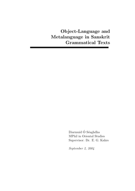 Object-Language and Metalanguage in Sanskrit Grammatical Texts