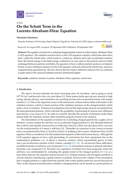 On the Schott Term in the Lorentz-Abraham-Dirac Equation