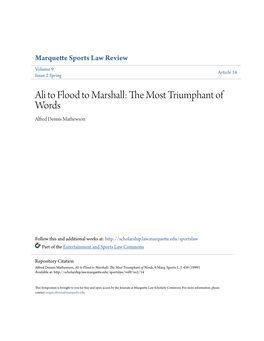 Ali to Flood to Marshall: the Most Triumphant of Words, 9 Marq