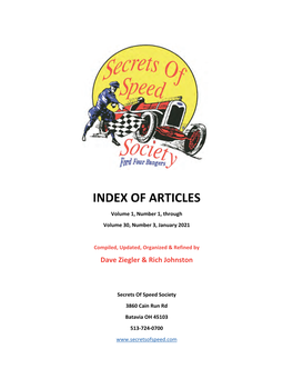 Index of Articles