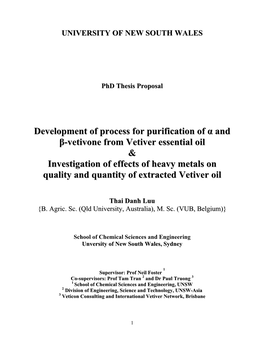 Development of Process for Purification of Α and Β-Vetivone from Vetiver Essential Oil & Investigation of Effects of Heavy