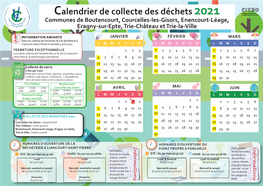 Calendrier De Recyclage Communes De Boutencourt-Courcelles-Les