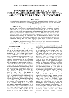 Dimensional Site Selection Methods for Regional Aquatic Products Cold Chain Logistics Center