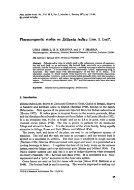 Pharmacognostic Studies on Dillenia Indica Linn. I. Leaf*