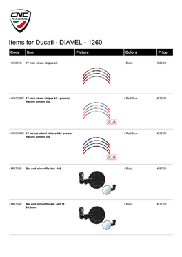Items for Ducati - DIAVEL - 1260