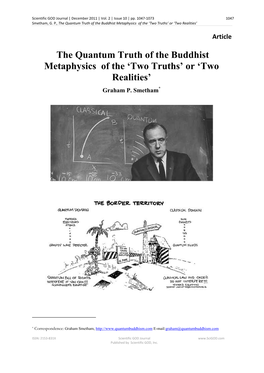 The Quantum Truth of the Buddhist Metaphysics of the 'Two Truths'