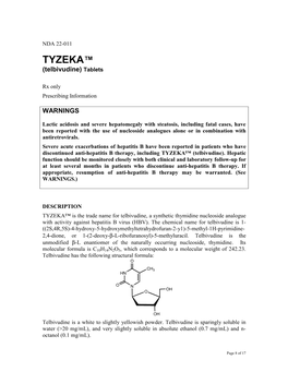 TYZEKA™ (Telbivudine) Tablets