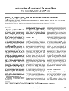 Active Surface Salt Structures of the Western Kuqa Fold-Thrust Belt, Northwestern China