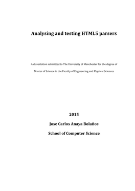 Analysing and Testing HTML5 Parsers