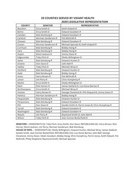 29 Counties Served by Vidant Health 2020 Legislative