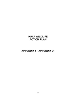 Iowa Wildlife Action Plan Appendix 1