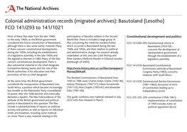 Colonial Administration Records (Migrated Archives): Basutoland (Lesotho) FCO 141/293 to 141/1021