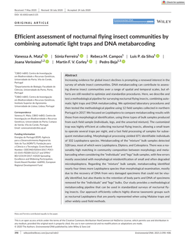 Efficient Assessment of Nocturnal Flying Insect Communities by Combining Automatic Light Traps and DNA Metabarcoding