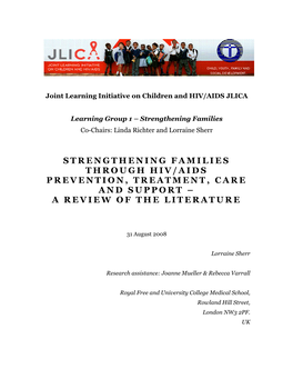 Strengthening Families Through Hiv/Aids Prevention, Treatment, Care and Support – a Review of the Literature