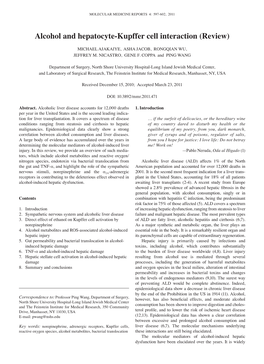 Alcohol and Hepatocyte-Kupffer Cell Interaction (Review)
