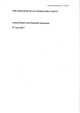 The Roger De Haan Charitable Trust Annual Accounts to April 2017