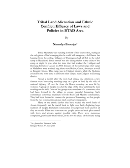 Tribal Land Alienation and Ethnic Conflict: Efficacy of Laws and Policies in BTAD Area