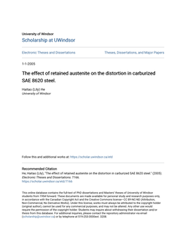 The Effect of Retained Austenite on the Distortion in Carburized SAE 8620 Steel