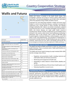 Wallis and Futuna HEALTH SITUATION Wallis and Futuna Is Located in the South Pacific Ocean