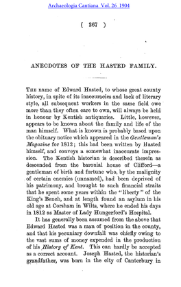 Anecdotes of the Hasted Family