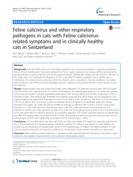 Feline Calicivirus and Other Respiratory Pathogens in Cats