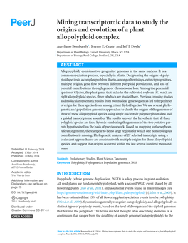 Mining Transcriptomic Data to Study the Origins and Evolution of a Plant Allopolyploid Complex