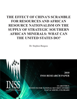 The Effect of China's Scramble for Resources and African Resource Nationalism on the Supply of Strategic