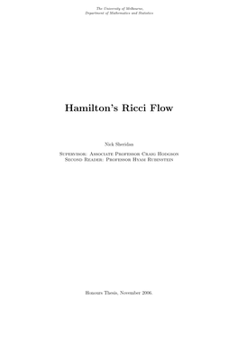 Hamilton's Ricci Flow