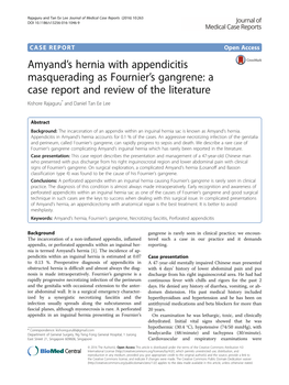 Amyand's Hernia with Appendicitis Masquerading As Fournier's
