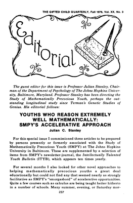 Youths Who Reason Extremely Well Mathematically: Smpy's