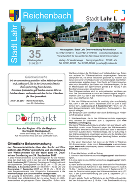 Mitteilungsblatt Reichenbach 35/2017