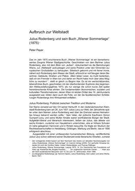 Aufbruch Zur Weltstadt Julius Rodenberg Und Sein Buch „Wiener Sommertage“ (1875) ∗