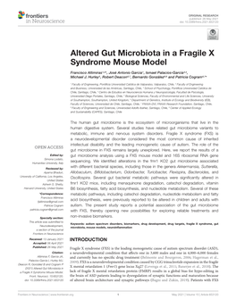 Altered Gut Microbiota in a Fragile X Syndrome Mouse Model