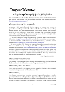 Encoding of Tengwar Telcontar Version 0.08