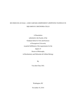 Id3 Induces an Elk-1- and Caspase-8-Dependent Apoptotic Pathway In