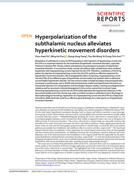 Hyperpolarization of the Subthalamic Nucleus Alleviates Hyperkinetic