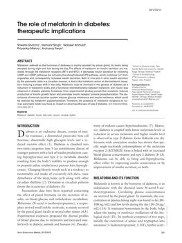 The Role of Melatonin in Diabetes: Therapeutic Implications