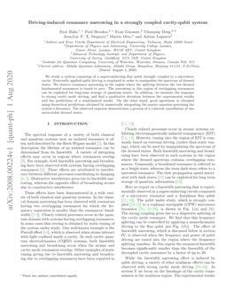 Driving-Induced Resonance Narrowing in a Strongly Coupled Cavity-Qubit