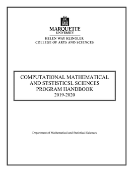 Computational Mathematical and Ststisticsl Sciences Program Handbook 2019-2020