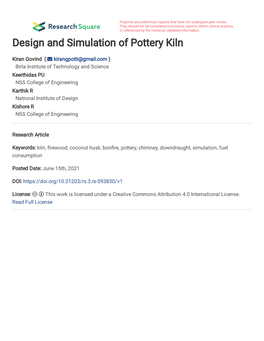 Design and Simulation of Pottery Kiln