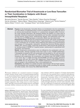 Randomized Biomarker Trial of Anastrozole Or Low-Dose