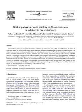 Spatial Patterns of Cone Serotiny in Pinus Banksiana in Relation to Fire Disturbance