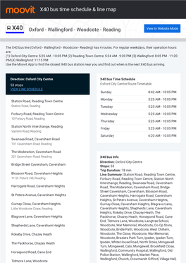 X40 Bus Time Schedule & Line Route