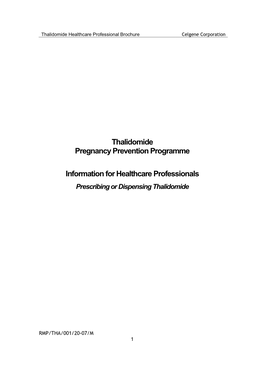 Thalidomide Pregnancy Prevention Programme Information For